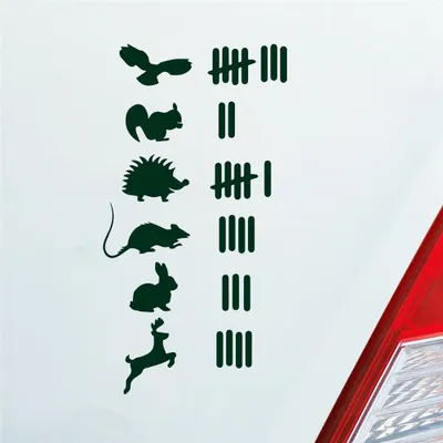 Produktbild von Auto Aufkleber Strichliste Liste Tuning Tiere Animal 15x8 cm Dunkelgrün Sticker Heckscheibenaufkleber