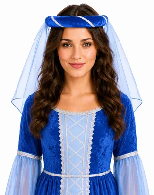 Produktbild von Mittelalter Haarband "Helena" mit Schleier für Damen | Blau