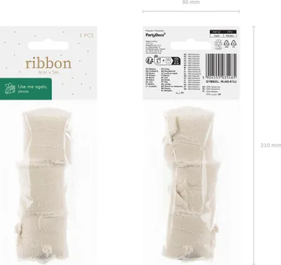 Produktbild von Chiffonband 4cm x 5m Beige 3er Set