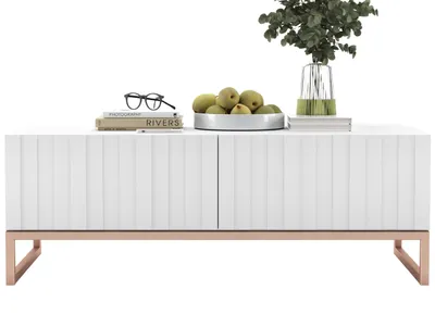 Zdjęcie produktu dla Nowoczesny Stolik kawowy Glamour prostokątny elegancka ława Biały Mat 110 cm