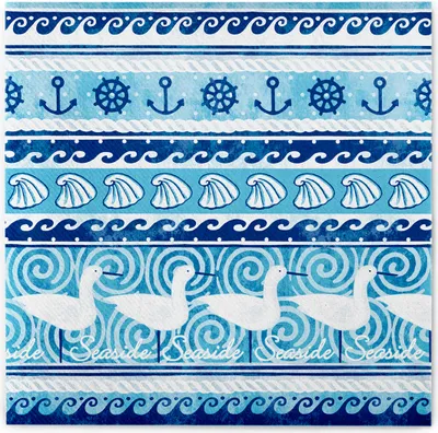 Produktbild von Sovie HOME Serviette Seaside in Blau aus Linclass® Airlaid 40 x 40 cm, 12 Stück - Maritim