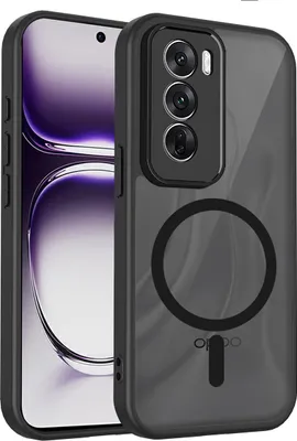 Produktbild von Magnetisch Hülle für Oppo Reno12, Handyhülle Transluzente Hart PC Rückseite TPU Stoßfest Schutzhülle Schwarz