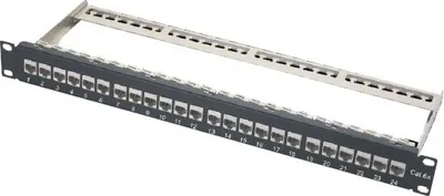 Obrázek produktu pro XtendLan Patch panel 19", 24 portů s vyjmutelnými keystone Cat6a, stíněný