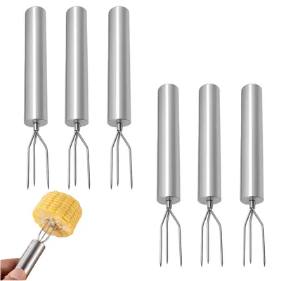 Kartoffelgabeln 6er-Set, Edelstahl, mit Schutzkappen, 14 cm