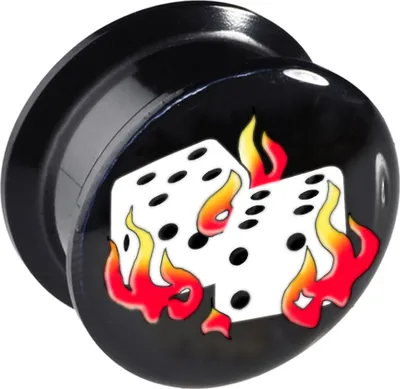 Produktbild von viva-adorno 1 Stück 6mm Flesh Plug Tunnel Acryl Schraubverschluss Würfel in Flammen Größe 6 - 12mm Z168.D14