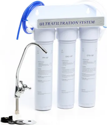 Produktbild von Naturewater NW-3-PPGACCTO 3-stopniowy podzlewozmywakowy filtr do wody, 5 µ, filtr osadów, granulat węgla aktywnego, wkład filtrujący z blokiem węgla aktywnego, z szybkozłączem, kranowy
