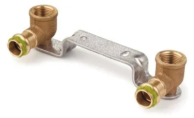 Produktbild von Kupfer Pressfitting Sudo-Press Wandwinkel auf Montageplatte gebogen Stichmaß 150 mm 15 mm - 1/2" Kontur V DVGW