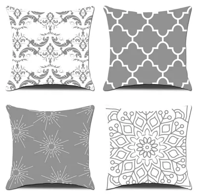 Image de Housses de coussin en velours gris - Lot de 4 - 40 x 40 cm