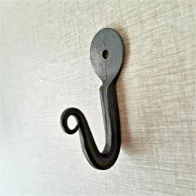 Handgeschmiedeter Wandhaken aus Schmiedeeisen, antik, 1 Stück
