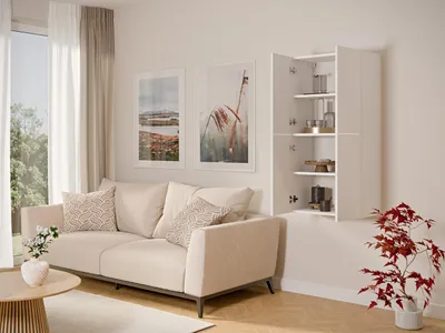 Obrázek produktu pro Bílá závěsná skříňka 120 × 60 × 34 cm, 2 dvířka, vysoký lesk, Tip-On, nástěnná úložná skříň do moderní ložnice