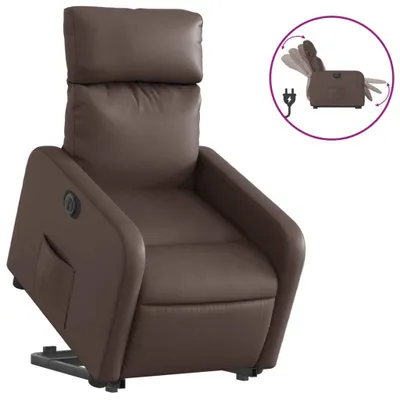 Image de vidaXL Fauteuil relax releveur électrique marron similicuir