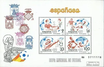 Produktbild von Briefmarken Spanien 1982 Mi Block26 (kompl.Ausg.) postfrisch Fußball-WM 82, Spanien