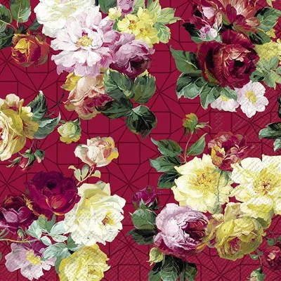 Obrázok produktu pre IHR VINTAGE ROSE červené veľké obrúsky 33x33 cm