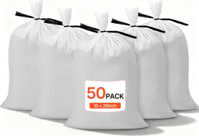 Produktbild von Sandsäcke für Hochwasser - Gewebesäcke 50 Stück - 40 x 66 cm - Mit Bändern - Reißfest & UV-beständig - Polypropylen - Für Hochwasserschutz - Tragkraft 22,6 kg