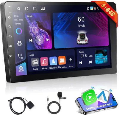 Immagine prodotto di Autoradio 2-DIN - Autoradio doppio DIN - Autoradio Android - Lettore multimediale per auto - Autoradio CarPlay