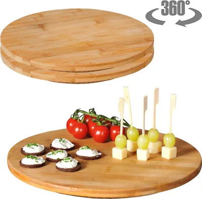 Produktbild von 3 Stück Dreh- und Servierplatte - Bambus - Ø 35cm