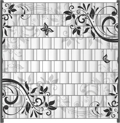 Produktbild von Wallario Zaunsichtschutz mit Motiv Schnörkelmuster mit Schmetterlingen für Ein- und Doppelstabmatten Zäune in der Größe 200 x 200 cm
