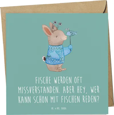 Produktbild von Mr. & Mrs. Panda Grußkarte Fische Geheimnisse - Meeresbrise - Geschenk, Geschenke Sternzeichen, Emotionalität, lustige Sprüche, Frieden, Horoskop, Tierkreiszeichen