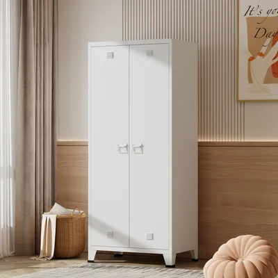 Produktbild von Kleiderschrank ’Hankasalmi’ Stahl 180 x 90 x 40 cm Weiß