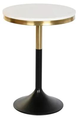 Beistelltisch, Marmorplatte, Metallgestell, schwarz-weiß, 40,5x40,5x56 cm