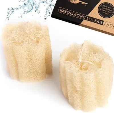 Produktbild von Natürlicher Luffa-Schwamm im 2er-Pack – Ägyptischer Luffa-Körperpeeling-Schwamm für Dusche und Bad, 2 Stück