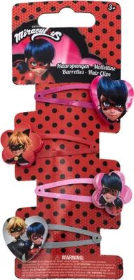 Produktbild von Miraculous Original Haarspangen für Mädchen, 4er Set, je ca. 5 x 15 cm
