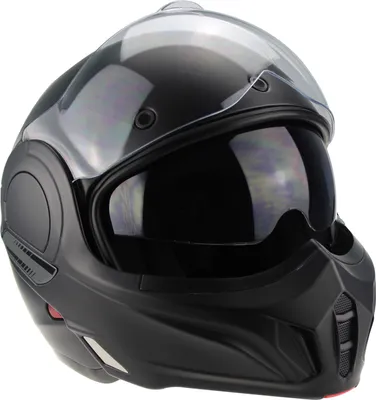 Produktbild von SR-699 Klapphelm – Mattschwarzer Helm–Integralhelm/Jet-Helm mit um 180° umkehrbarem/drehbarem Kinnteil – Klapphelm mit integrierter Sonnenblende – XXL
