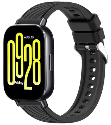 Produktbild von Für Xiaomi Redmi Watch 5 Active Streifenstruktur 22mm Silikon Design Ersatz Armband Schwarz