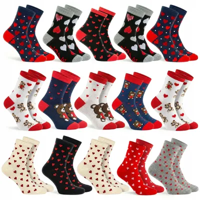 Produktbild von 15 Paar Damensocken mit Herzchen – bunte lange Socken aus Baumwolle, Größe 35–39