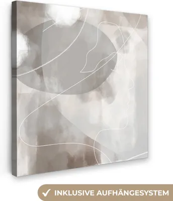 Produktbild von MuchoWow® - Leinwandbilder - Farbe - Grau - Strichzeichnung - Abstrakt, Wandbild, Wanddeko Bilder Wohnzimmer, 50x50 cm
