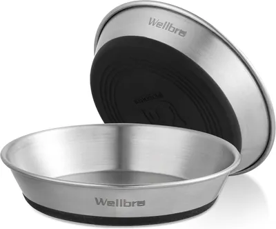 Productafbeelding van Voerbak voor katten - roestvrij staal - antislip siliconen onderkant - Ø 15 cm - 350 ml