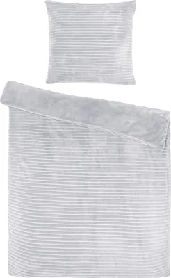 Produktbild von Heimtexland Winter Bettwäsche Cord kuschelig weich und warm Cashmere Touch Wende Bettbezug 80x80 I 135x200 Super Soft temperaturausgleichend atmungsaktiv  Teddy Plüsch Kord Typ768 Silber