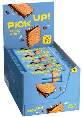 Image de Pick Up Choco et lait fourré à la crème de lait croquante 24 x 28g