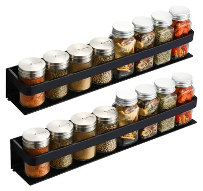 Produktbild von Gewürzregal 40 cm, 2-teilig, mattschwarz, zur Wandmontage