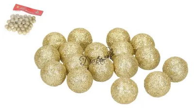 Obrázek produktu pro Pěnové kuličky s třpytkami, průměr 2,5 cm, 50 kusů, zlaté barvy