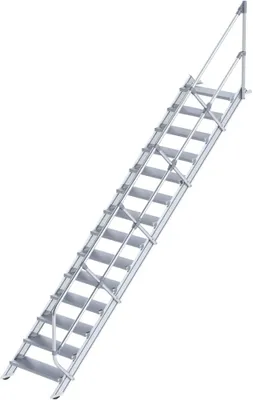 Produktbild von Günzburger Steigtechnik Treppe 45° Stufenbreite 800 mm 14 Stufen Aluminium geriffelt - 600274