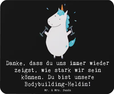 Produktbild von Mr. & Mrs. Panda Mauspad Bodybuilding Trainerin - Schwarz - Geschenk, mausteppich, Wertschätzung, Motivation, Mouse Pad, mousematte, Trainingseinheiten, computer