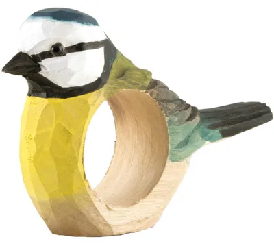 Zdjęcie produktu dla Serwetnik "Wildlife Garden WG577" - Błękitna sitówka. Ręcznie rzeźbiony serwetnik drewniany, idealny do dekoracji stołu