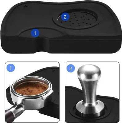 Productafbeelding van Espressotampermat voor baristas - Antislip siliconen - 12x17,5 cm - Zwart