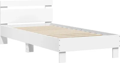 Produktbild von Bettgestell mit Kopfteil Weiß 90x190 cm Holzwerkstoff
