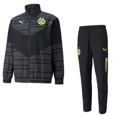 Zdjęcie produktu dla Dres treningowy Puma BVB, kolekcja dla fanów, model Prematch, spodnie wkładane, kolor: czarny, męski, rozmiar: M