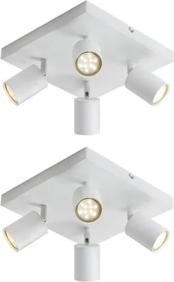 Produktbild von ZMH LED Deckenleuchte Weiß Deckenstrahler: GU10 Deckenlampe 4 Flammig 2ER 330° Schwenkbar Deckenspots Industrial Modern für Wohnzimmer Schlafzimmer Küche Flur
