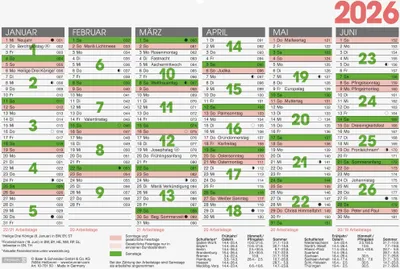 Produktbild von BRUNNEN Tafelkalender 2026 - A5 quer – Arbeitsvorbereitung & Planung