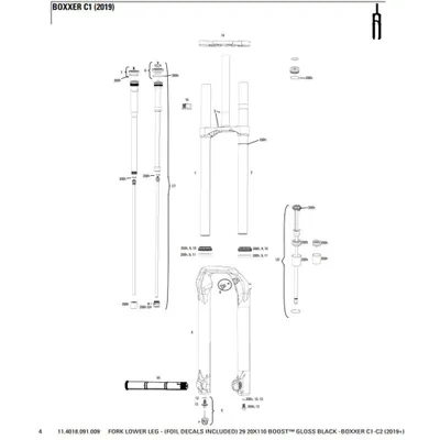 Obrázek produktu pro Rockshox Boxxer C1 2019+ 29" Boost Ultimate – spodní část vidlice, černá, univerzální velikost
