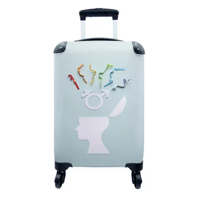 Produktbild von MuchoWow® Koffer Handgepäck Trolley Rollkoffer Kleine Reisekoffer mit 4 Rollen - Aufgeschlossenheit - Cabin Size < 55x40x23 cm & 55x40x20 cm - Fotokoffer - Kabinenkoffer - Boardgepäck - Reise-Box - Reisekoffer - Reisegepäck - Koffer mit Bild - Trolley für Kinder