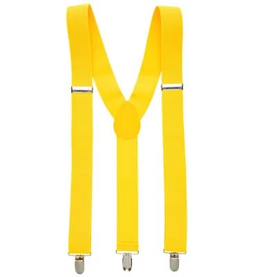 Produktbild von Gelbe einteilige Hosenträger für Erwachsene, größenverstellbar mit Clips für Fasching & Karneval