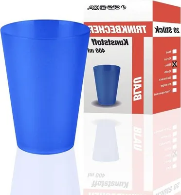 Obrázok produktu pre Recyklovateľné poháre na párty – 20 plastových pohárov na nápoje, 0,4 l, modré