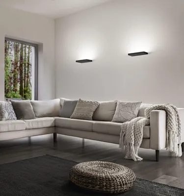 Produktbild von LED Wandleuchte Metall 32 cm breit Schwarz 3000 K 5092 lm Wandlampe