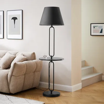 Produktbild von riess-ambiente Moderne Stehlampe Beistelltisch SERVANT 175cm schwarz Metall rund Stehleuchte Lampe
