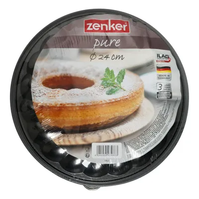 Immagine prodotto di Zenker Pure Springform mit Flach- und Rohrboden, Spring Form, Backform, Kuchenform, Ilag Special, Schwarz, Ø 24 cm, 3966